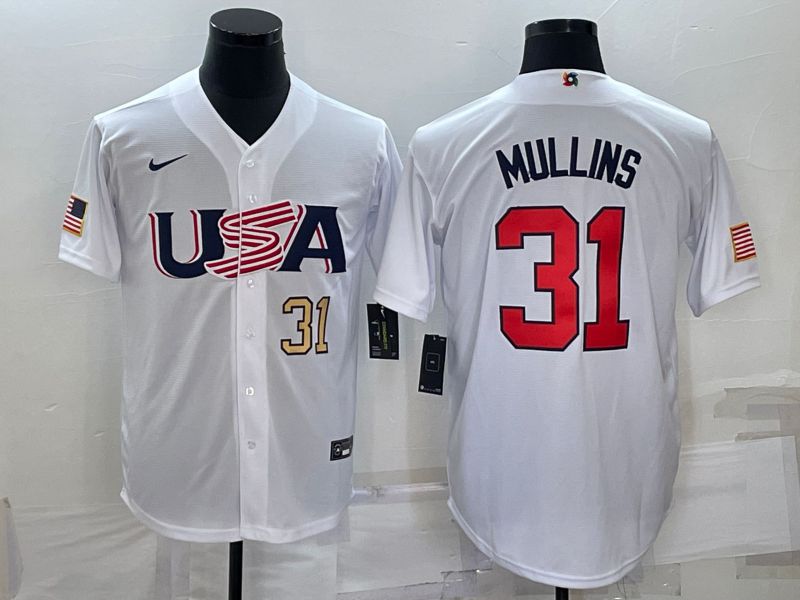 Men 2023 World Cub USA #31 Mullins White Nike MLB Jersey5